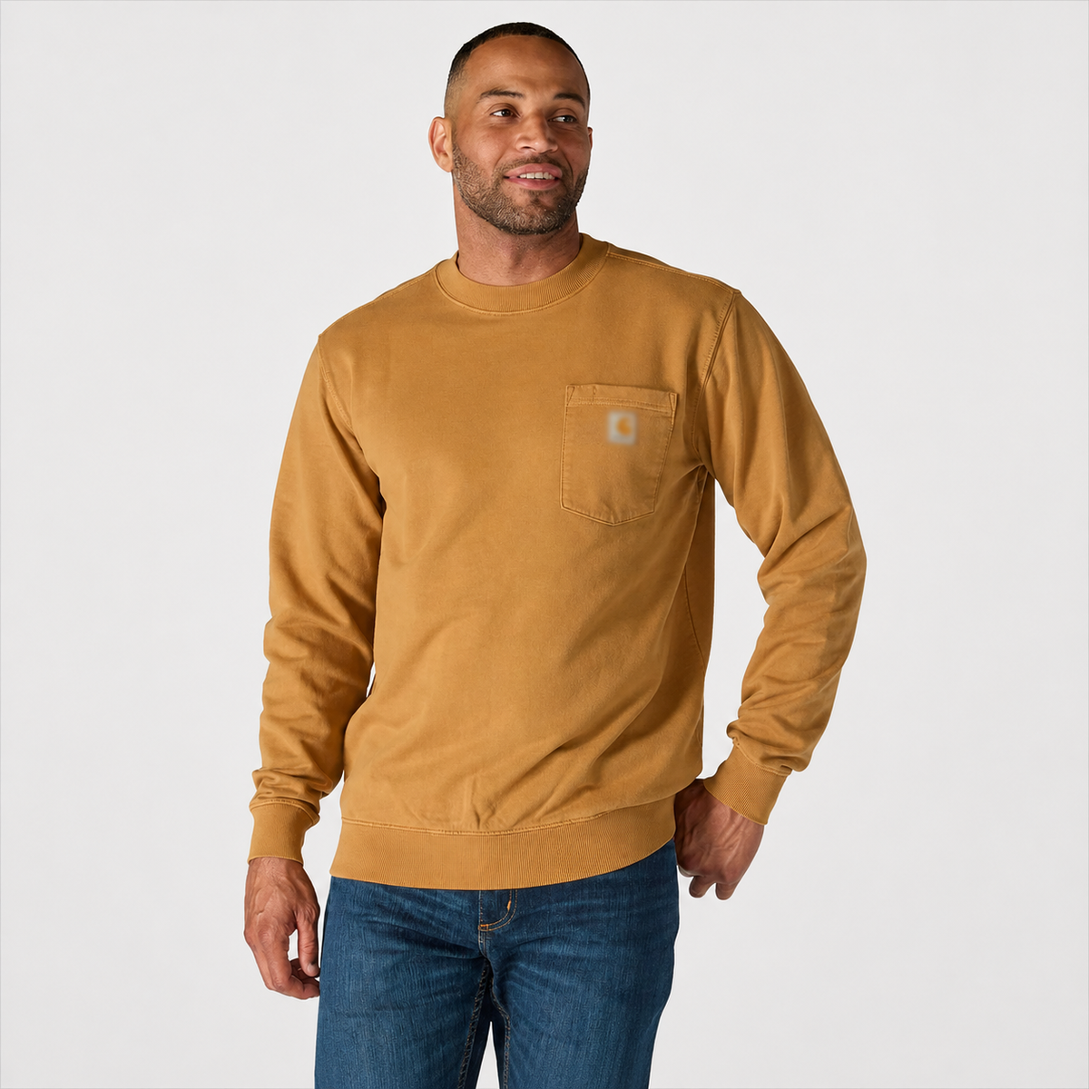 Vintage Washed Unisex Pocket Crewneck Sweatshirt