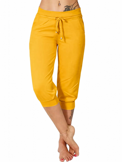 🔥Hot Summer Sale🔥Women’s Drawstring Capri Pants with Pockets for Casual Comfort Wear