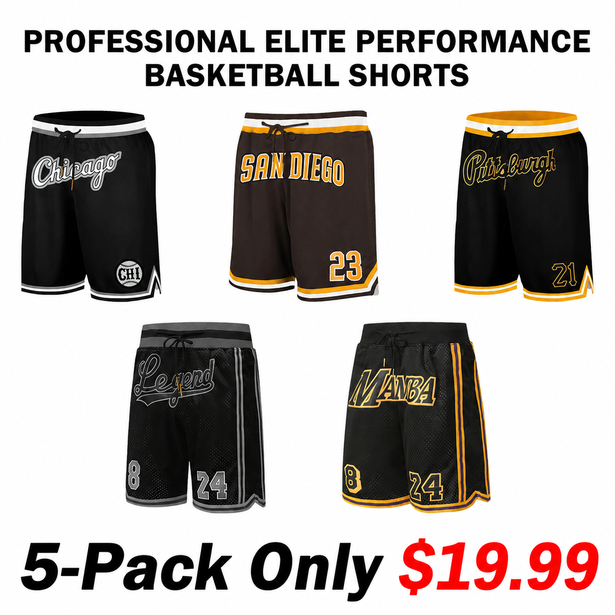 🔥Regular Fit Letter & Number Print Drawstring Waist Jersey Basketball Shorts