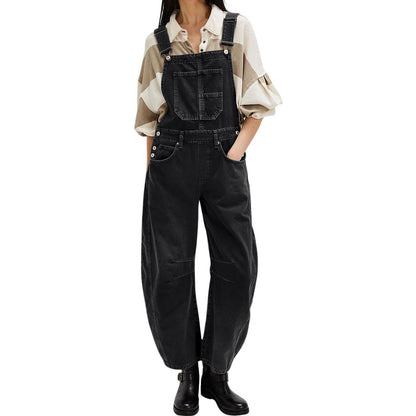 Women's Wide-Leg Denim Overall Vintage Barrel Jumpsuit