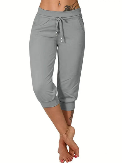 🔥Hot Summer Sale🔥Women’s Drawstring Capri Pants with Pockets for Casual Comfort Wear