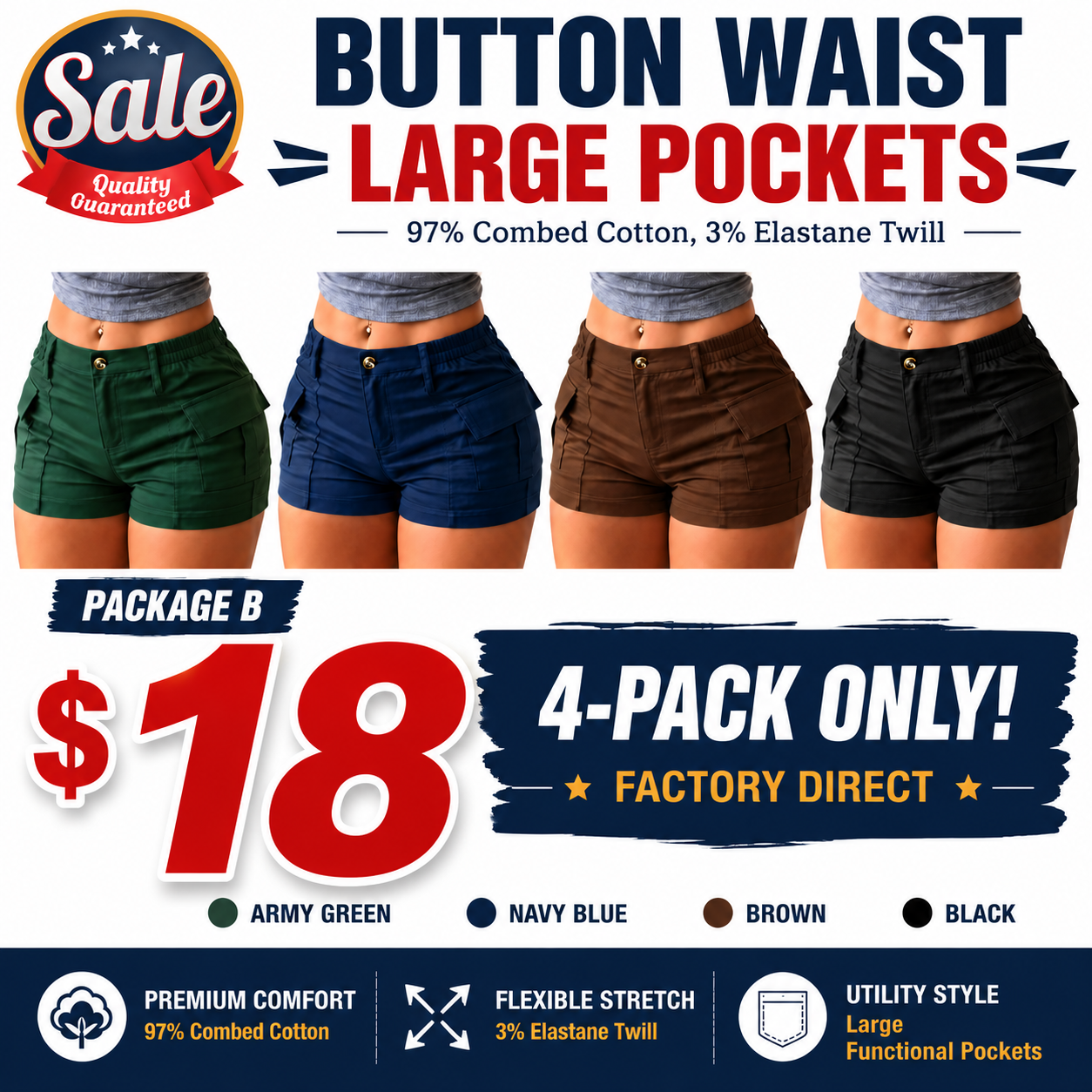 Women’s summer cargo shorts