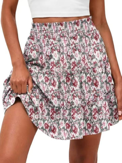 【LAST DAY SALE】Women's High-Waisted Boho Tiered Skort with Pockets