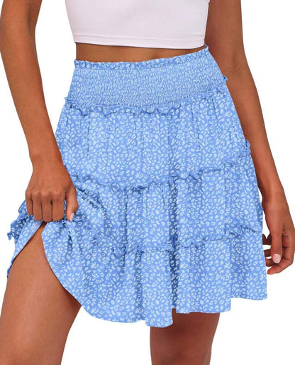 【LAST DAY SALE】Women's High-Waisted Boho Tiered Skort with Pockets