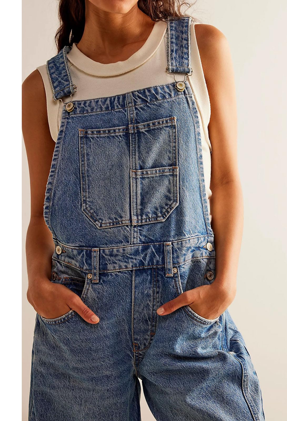 Women's Wide-Leg Denim Overall Vintage Barrel Jumpsuit
