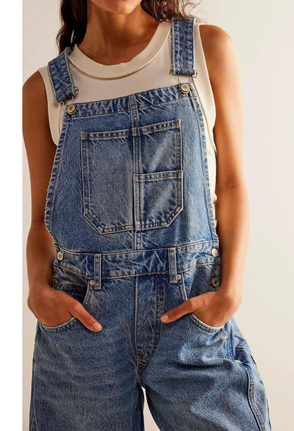 Women's Wide-Leg Denim Overall Vintage Barrel Jumpsuit
