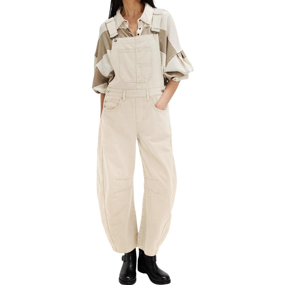 Women's Wide-Leg Denim Overall Vintage Barrel Jumpsuit