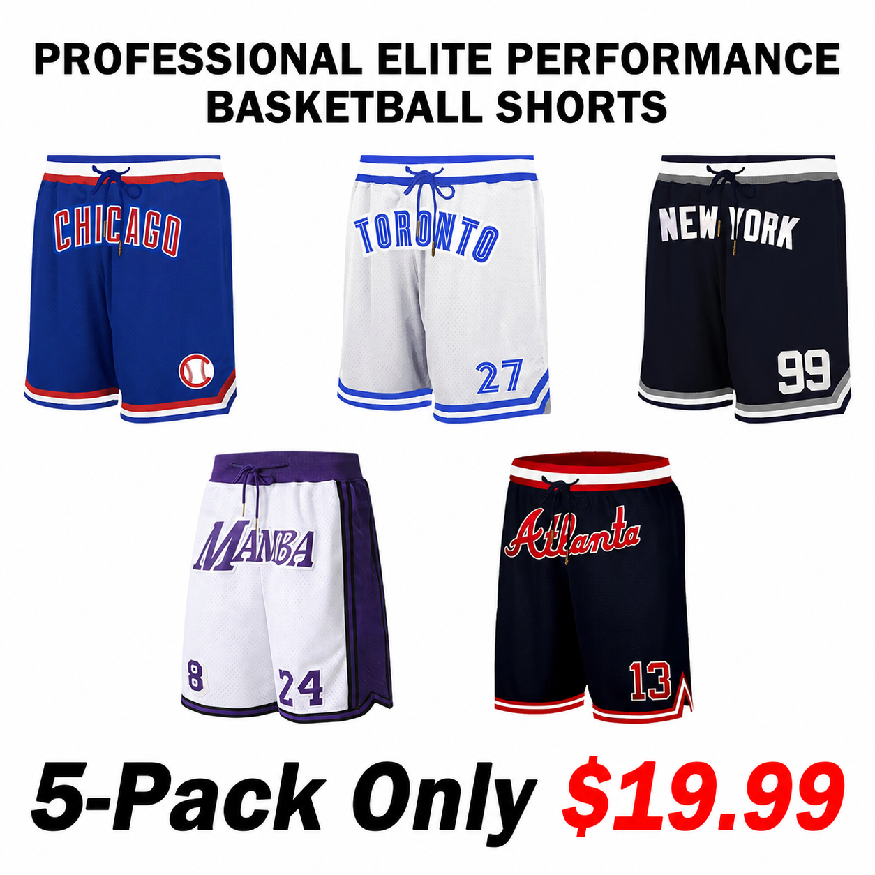 🔥Regular Fit Letter & Number Print Drawstring Waist Jersey Basketball Shorts