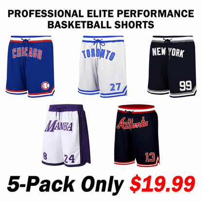 🔥Regular Fit Letter & Number Print Drawstring Waist Jersey Basketball Shorts