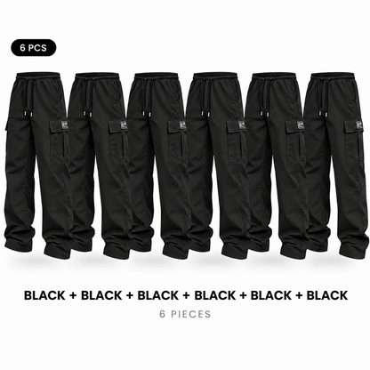 Men's cargo pants, solid-color casual loose-fit cargo trousers.