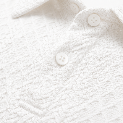 Men's Textured Polo Set Summer Casual Outfit