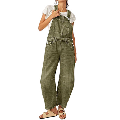 Women's Wide-Leg Denim Overall Vintage Barrel Jumpsuit